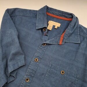 Territory Ahead Mens Blue Geometric Pattern Short Sleeve Button Up Shirt L T